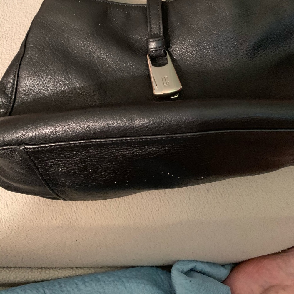Black leather handbag